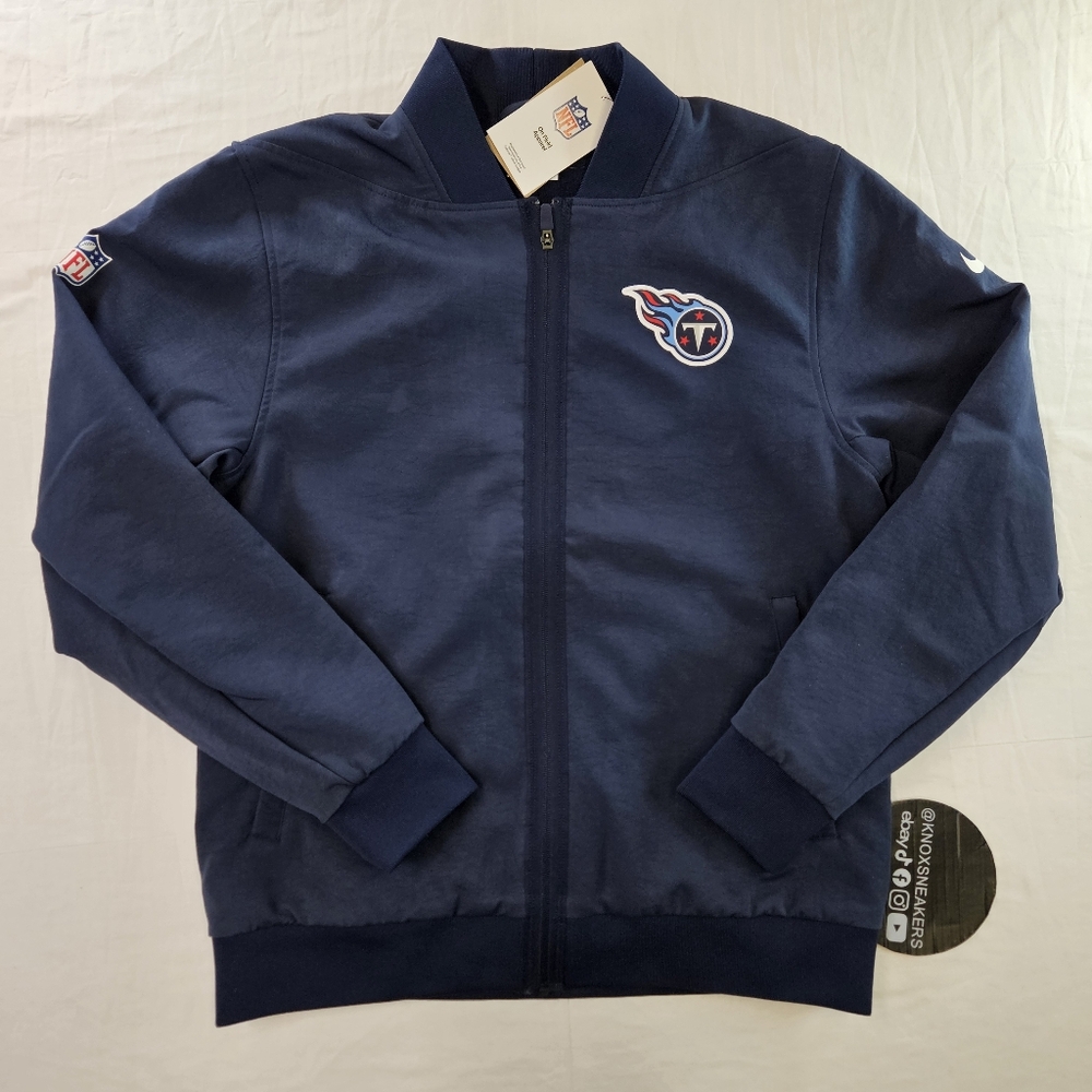 Nike Tennessee Titans College Navy Logo Bomber Jacket Men's Size Medium